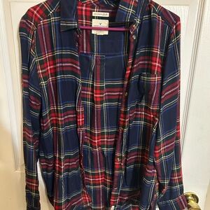 American Eagle Outfitters Plaid Shirt in Red and Blue